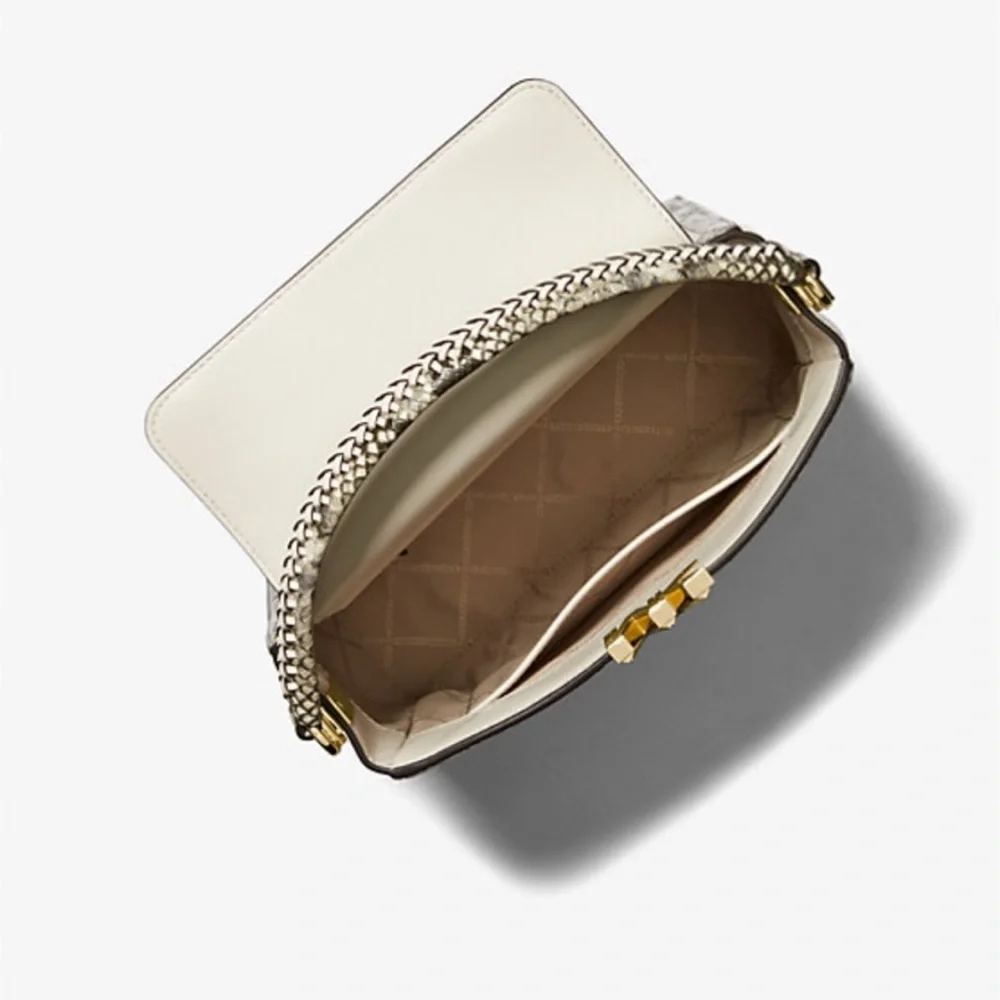 MICHAEL  KORS Karlie Medium Pebbled and Snake Embossed Leather Satchel NWOT
